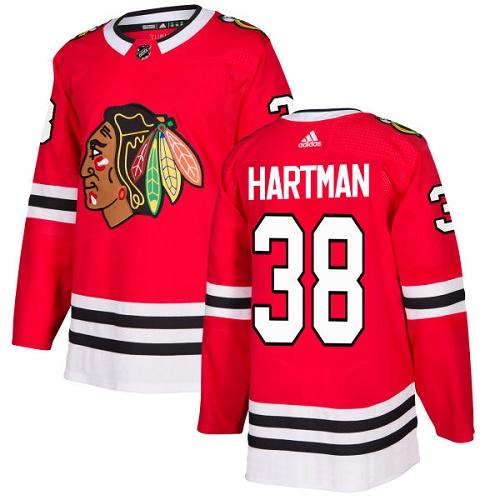 Adidas Men Chicago Blackhawks #38 Ryan Hartman Red Home Authentic Stitched NHL Jersey